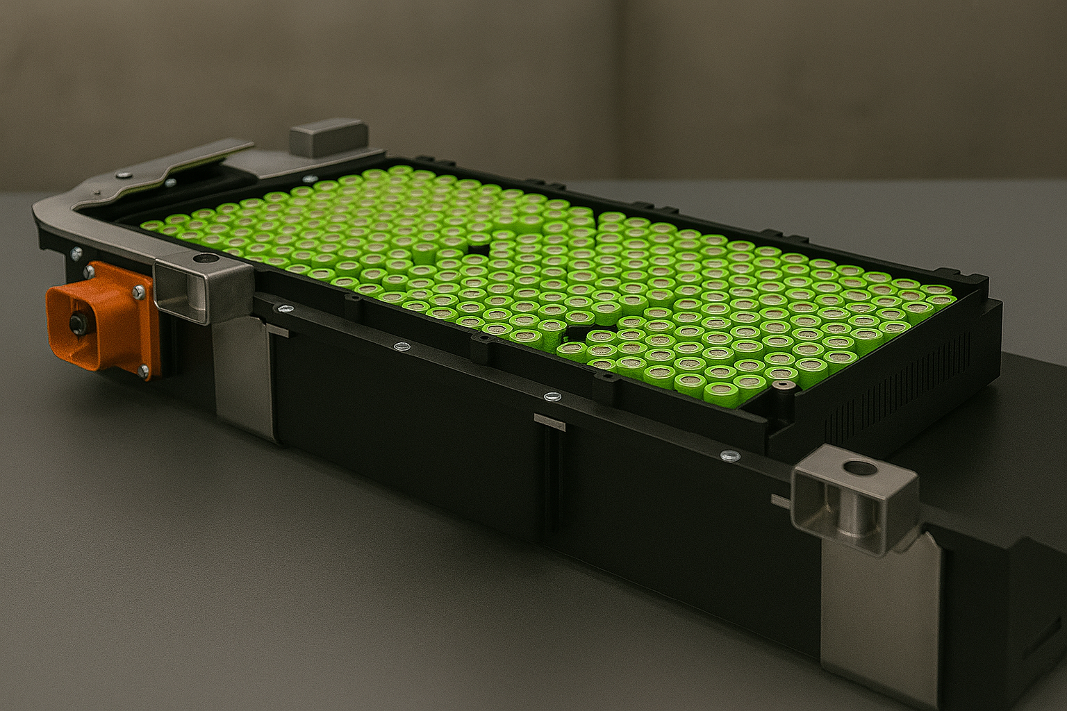 Close-up of battery cell technology